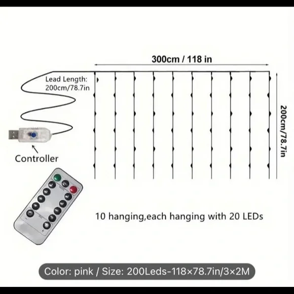 Pink LED Fairy String Lights - Picture 3 of 4